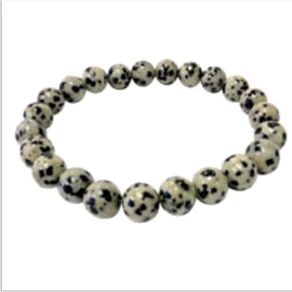 Dalmatian Jasper Beaded Stretch Bracelet